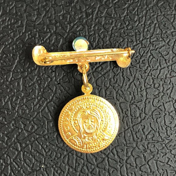 NEW Vintage (88) 14KT Solid Gold Baptismal Watchful (Evil) Eye Pin / Brooch - Picture 4 of 9